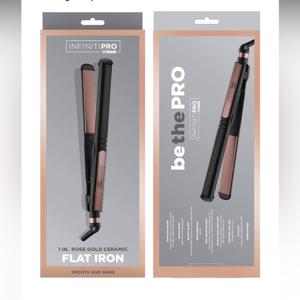 CONAIR INFINITIPRO Rose Gold Ceramic Flat Iron, 1-inch